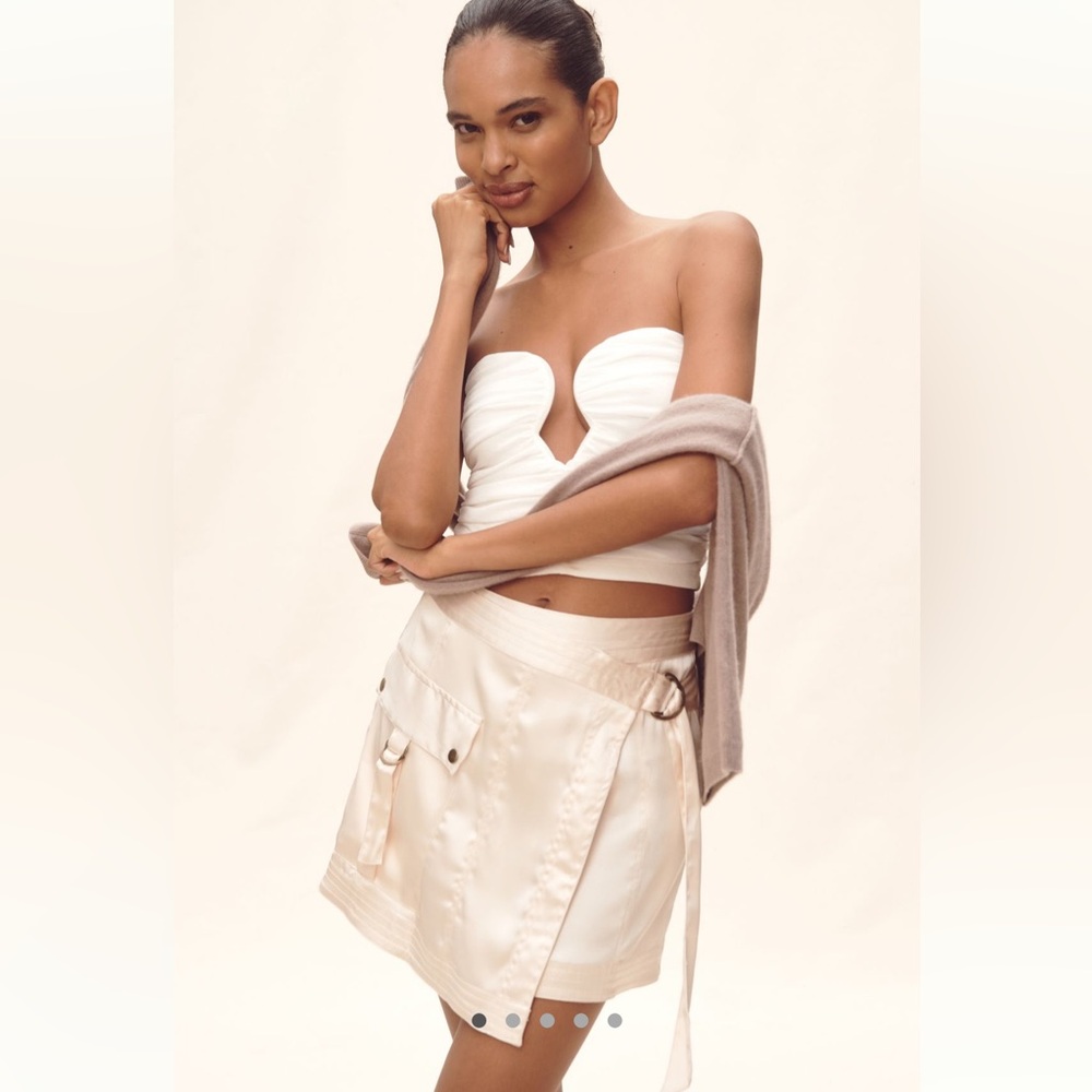 Anthropologie Elegant Cream Mini Skirt